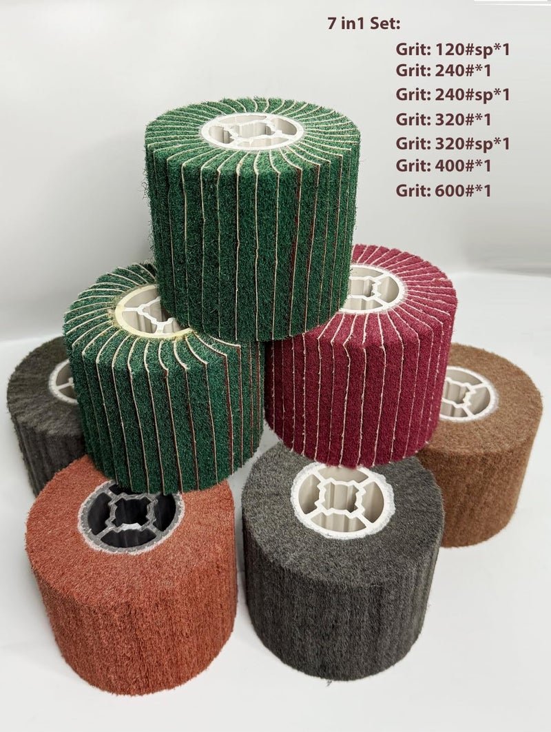 JONAS C 7 Pack Non Woven Wire Abrasive Drawing Polishing Wheel with Sandpaper for The Surface Treatment of Metal Products Grit : 120sp/240/240sp/320 /320sp/400/600 - Image 4
